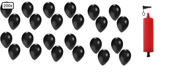 Ballonnen helium 200x zwart + pomp