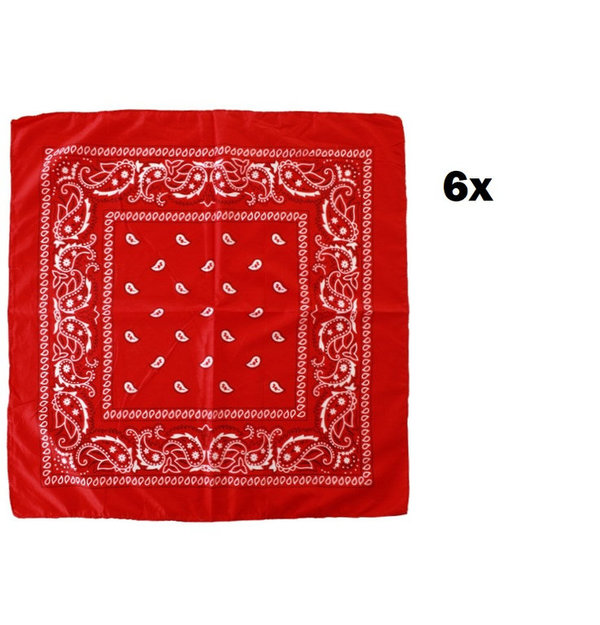 6x Boeren zakdoek rood 54 x 53 cm