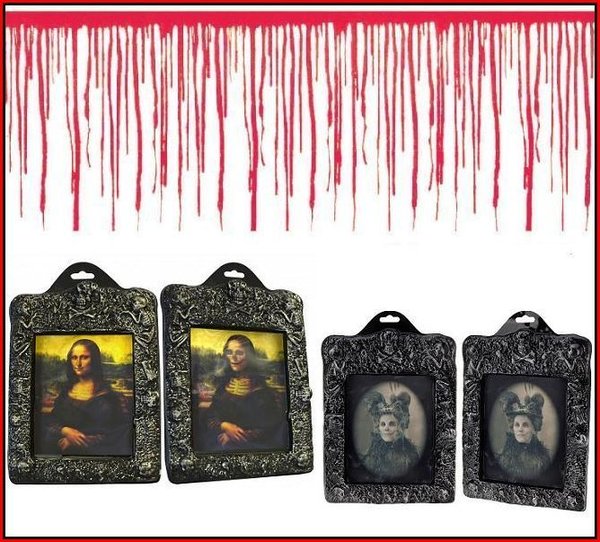 Griezel 3D schilderij set Mona met bloedrand