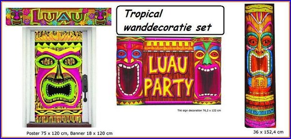 Tropical wanddecoratie set Luau.