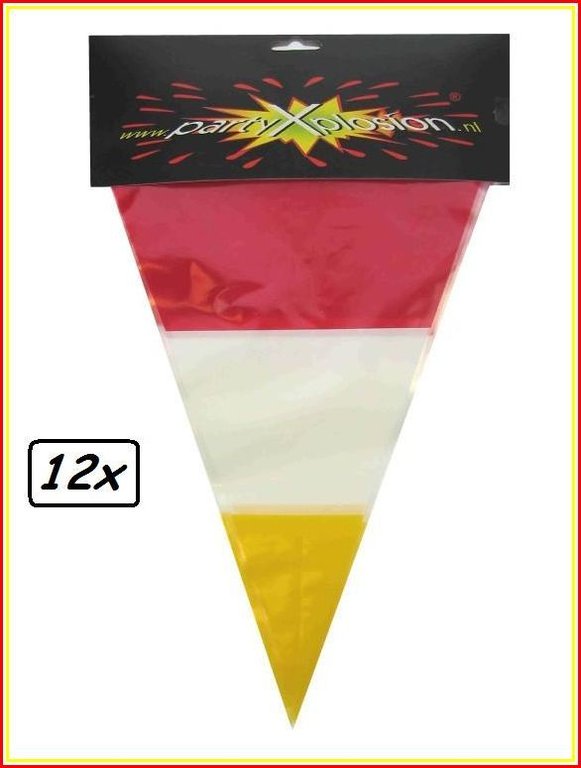 12x Vlaggenlijn rood/wit/geel 10 meter