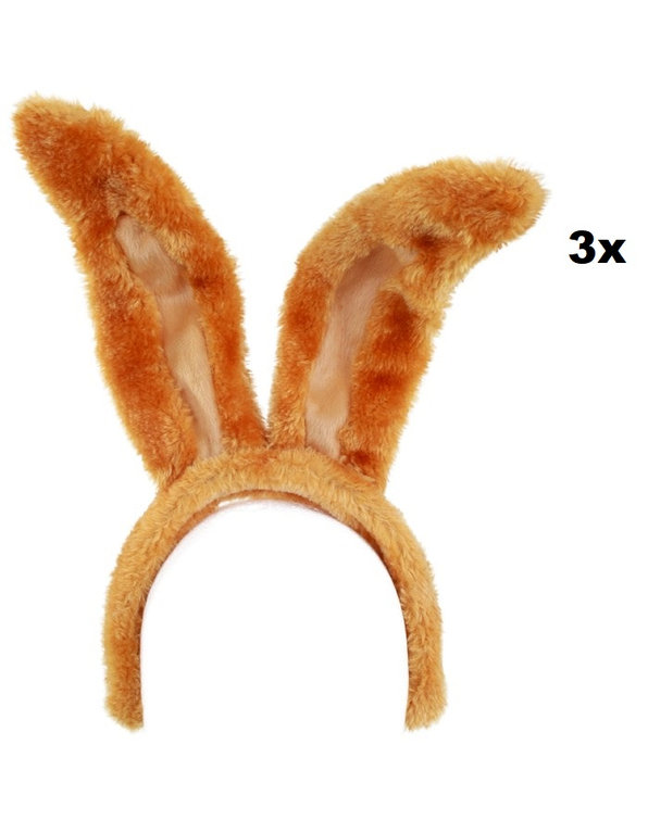 3x Hoofddiadeem konijnenoren lichtbruin
