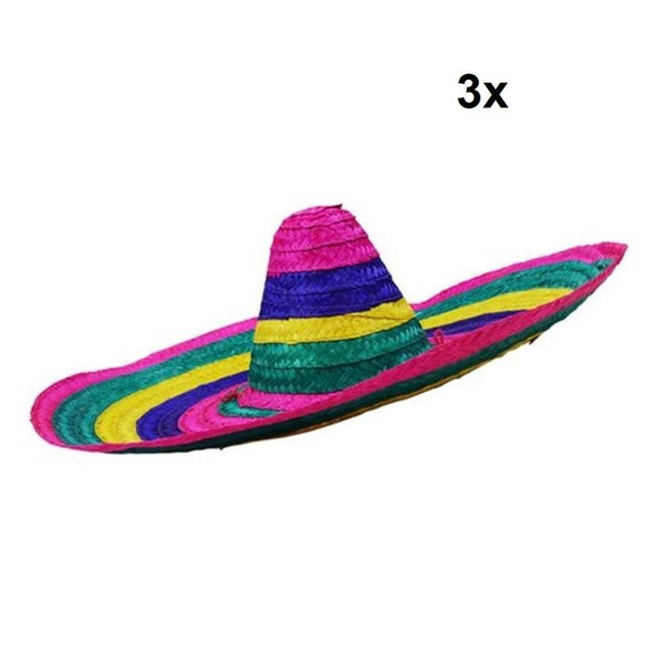 3x Sombrero Mexican roze 50cm