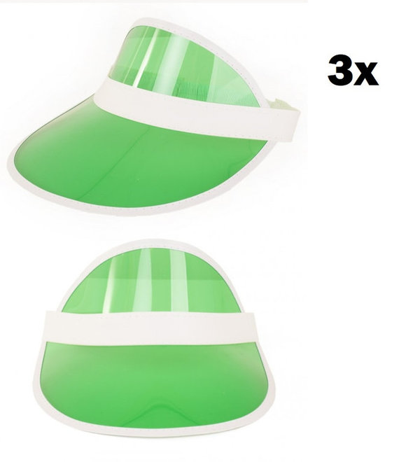 3x Zonneklep transparant groen