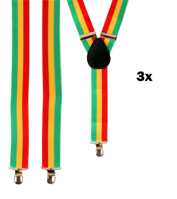 3x Bretel rood/geel/groen