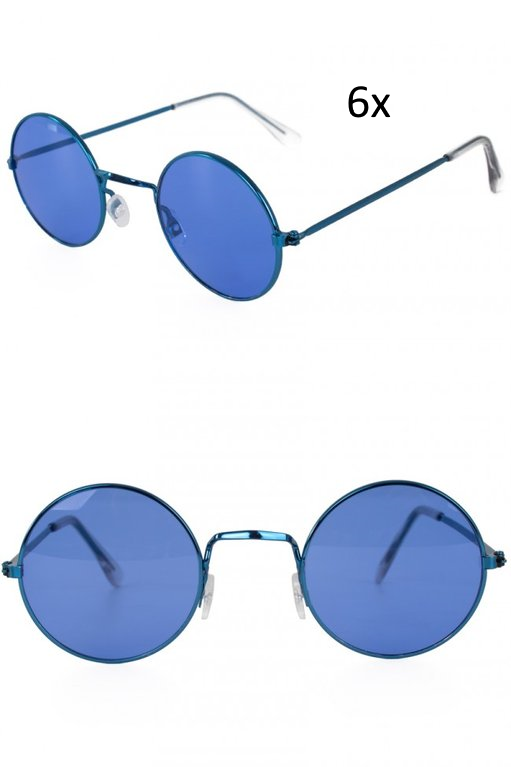 6x Hippie bril power flower blauw