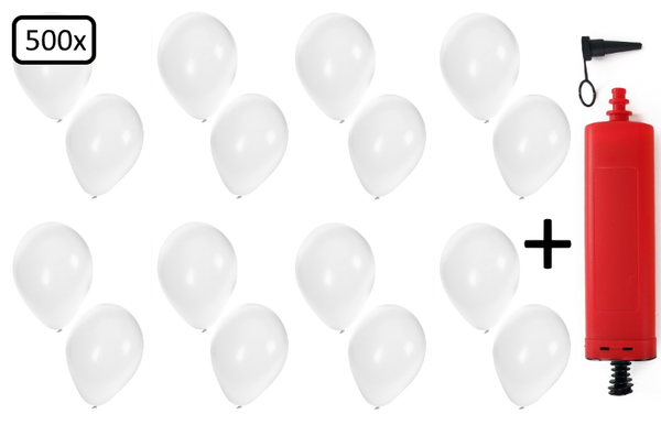 Ballonnen helium 500x wit + pomp