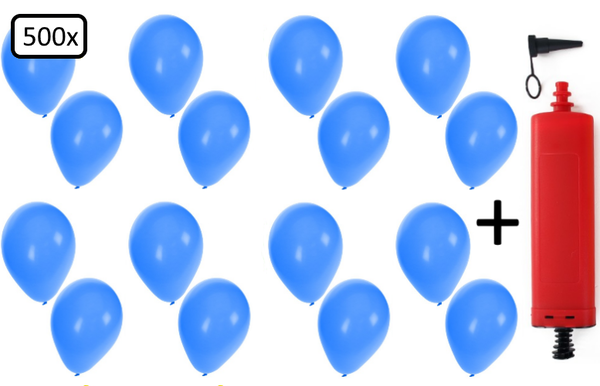 Ballonnen helium 500x blauw + pomp