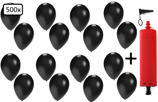 Ballonnen helium 500x zwart + pomp
