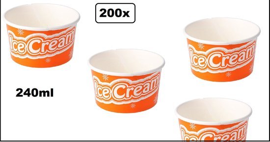 200x IJsbeker IceCream 240ml oranje karton