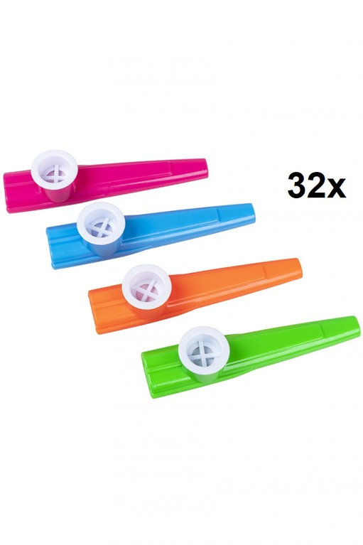 32x Muziekinstrument Kazoo assortie kleuren