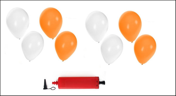 Ballonnen ( helium geschikt)  200x oranje en wit + pomp