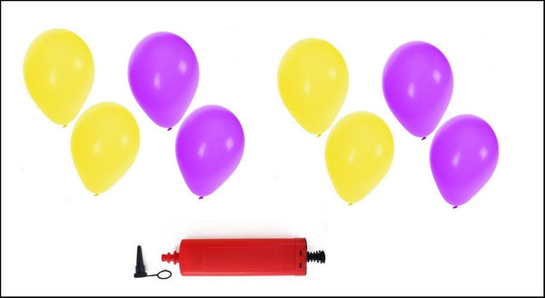 Ballonnen helium 200x paars en geel + pomp