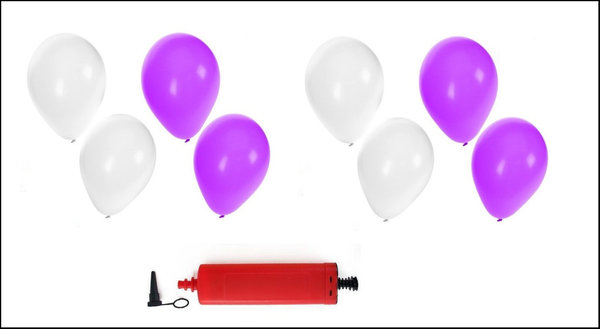 Ballonnen  ( helium geschikt)  200x paars en wit + pomp