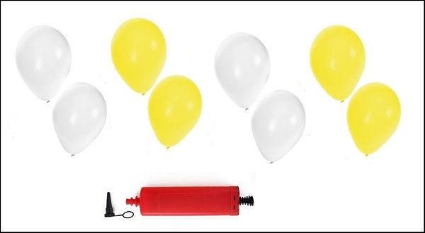 Ballonnen helium 200x geel en wit + pomp