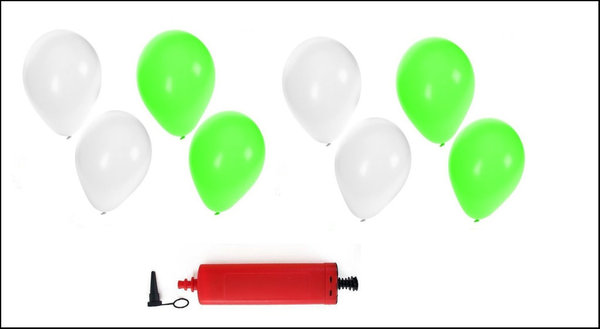 Ballonnen helium 200x groen en wit + pomp