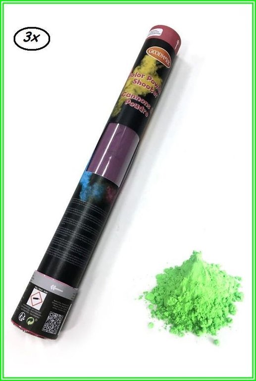 3x Color Powder Shooter 40 cm groen