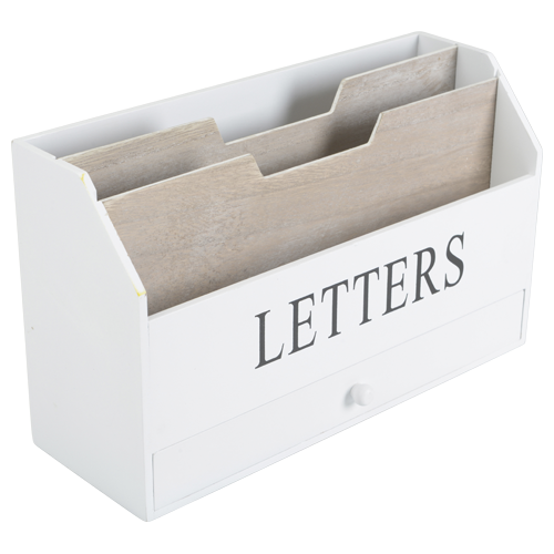 Opbergbox letters met lade wit