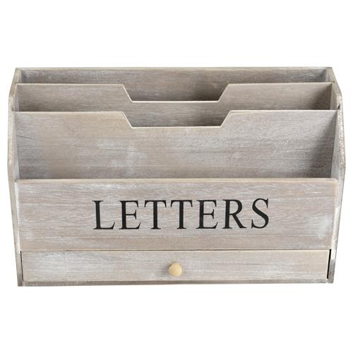Opbergbox letters met lade naturel