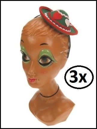 3x Tiroler hoedje mini op hoofdband