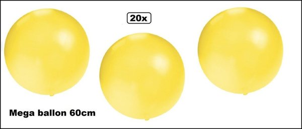 20x Mega Ballon 60 cm geel