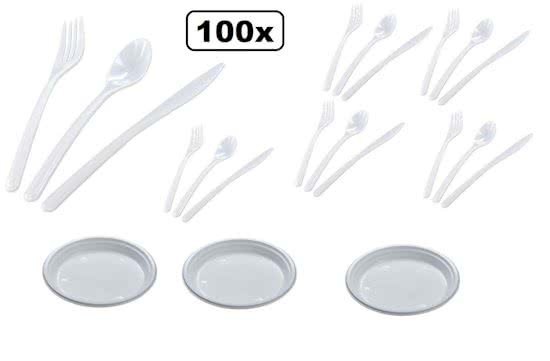 100x Wegwerp servies set plastic op=op