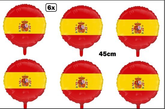6x Folieballon Spanje (45 cm)