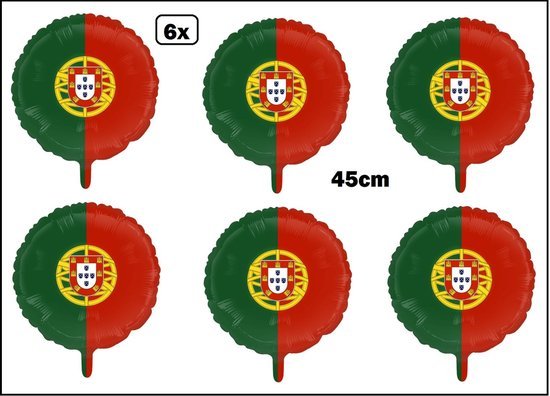 6x Folieballon Portugal (45 cm)