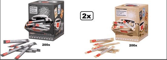 200x Creamersticks en 200x Suikersticks in dispenser box