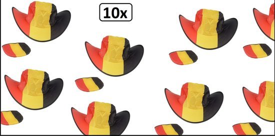 10x België supportershoed opvouwbaar 38 x 10 cm