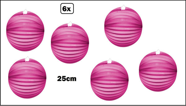 6x Lampion Pink 25cm