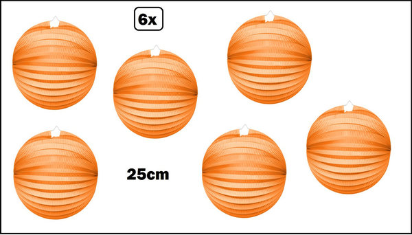 6x Lampion Oranje 25cm