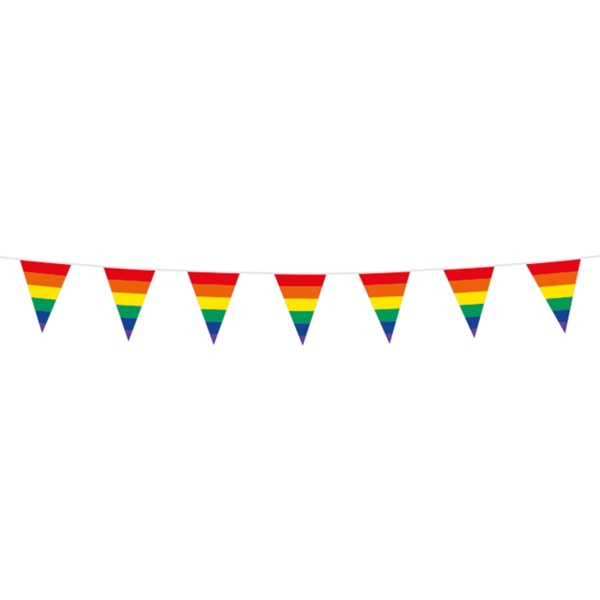 6x Regenboog mini vlaggenlijn 3 meter - pride thema feest festival vlaglijn rainbow