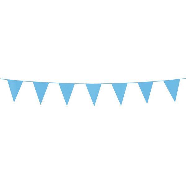 6x Blauwe mini vlaggenlijn 3 meter - geboorte thema feest festival vlaglijn meisje