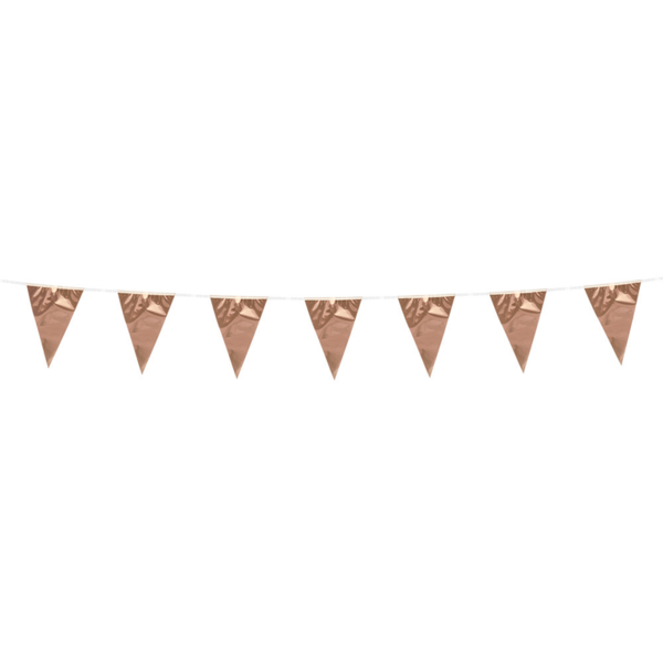 6x Mini vlaggenlijn rose goud 3 meter - Huwelijk thema feest festival vlaglijn party