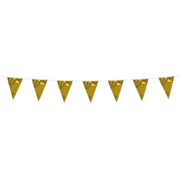 6x Metallic goud mini vlaggenlijn 3 meter glamour thema feest festival vlaglijn hollywood