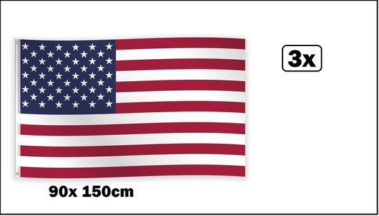 3x Vlag USA 90cm x 150cm