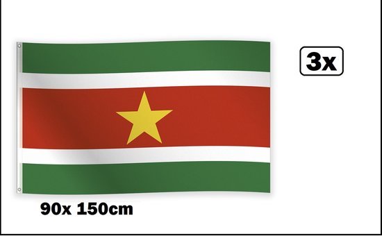 3x Vlag Suriname 90cm x 150cm