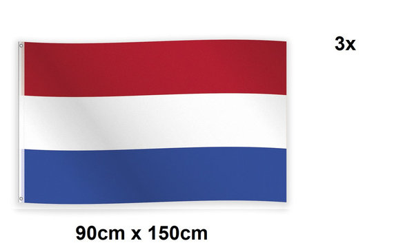 3x Vlag Nederland 90cm x 150cm
