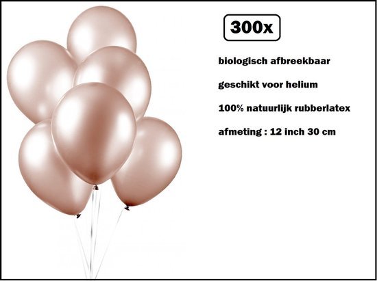 300x Luxe Ballon pearl rose goud 30cm - biologisch afbreekbaar