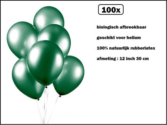 100x Luxe Ballon pearl groen 30cm - biologisch afbreekbaar