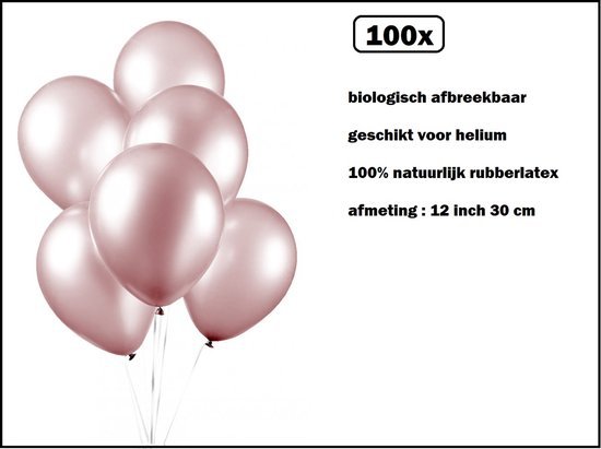 100x Luxe Ballon pearl roze 30cm - biologisch afbreekbaar