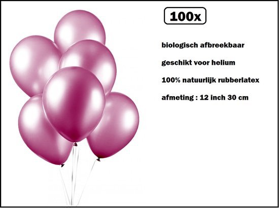 100x Luxe Ballon pearl dark pink 30cm - biologisch afbreekbaar