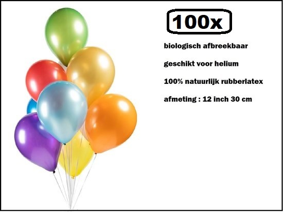100x Luxe Ballon pearl kleur 30cm - multi -biologisch afbreekbaar