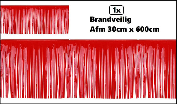 Guirlande folie slierten rood pvc 30cm x 600cm - BRANDVEILIG