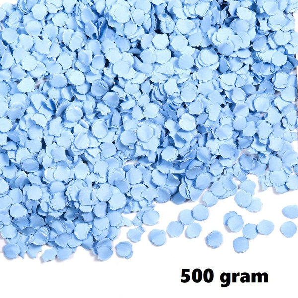 500 gram confetti rond 1cm baby blauw - papier
