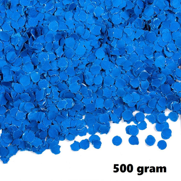 500 gram confetti rond 1cm blauw- papier