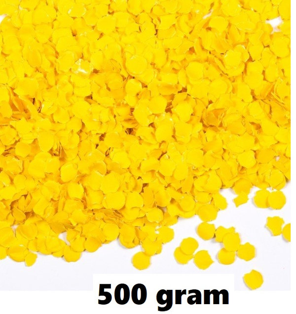 500 gram confetti rond 1cm geel - papier